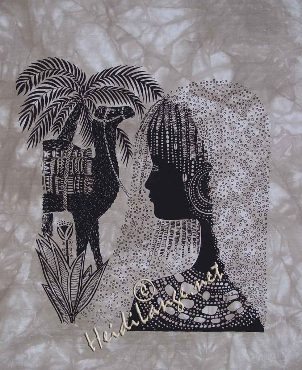 Heidi Lange 絵画 ハイジランゲ アート　パネル【Woman】 Heidi Lange Girl with Camel #260 in Women - $39.99